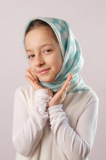 Giverny Ψηφιακό εμπριμέ σολομό Παιδικό μαντήλι Hijab Βαμβακερό πολυεστέρα μαργαρίτα με σχέδιο 6003_39