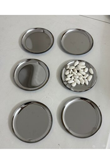 SEVA ÇELİK ÇELİK GÜMÜŞ RENK 6 ADET DÜZ MİNİ ÇEREZLİK PASTA TATLI TABAĞI 12 CM