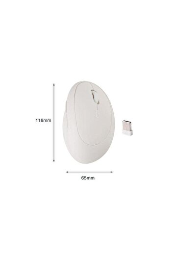 valkyrie Y08 Dikey Kablosuz 2.4g Sessiz Şarjlı 6 Tuşlu Vertical Mouse 1600dpı 400mah Beyaz