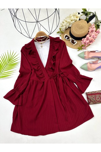 YEDİLALE Frilled Side Tie Loose Tunic [Excluding Inner Wear]