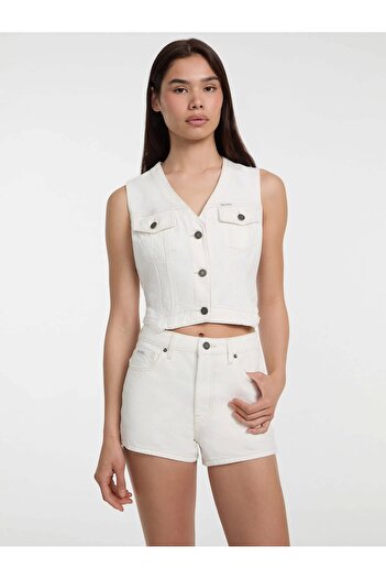 Guess Women's White Denim Jean Vest
