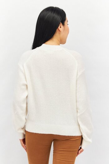 Weekday Women Mock Neck Knitted Sweater, Off White
