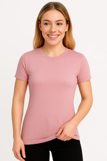 İpek Tekstil 100% Cotton Women's T-Shirt Solid Color Basic Combed Cotton Crew Neck