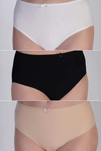 C&City 3 Pack High Waist Bikini Panties 5002 Black/White/Skin
