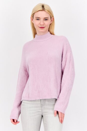Don't Call Me Jennyfer Women Mock Neck Textured Sweater, Lavender