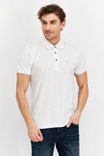 Cerruti 1881 Men Regular Fit Brand Logo Short Sleeve Polo Shirt, White