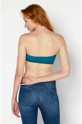 NA-KD Women Straight Across Strapless Plain Tube Top, Green