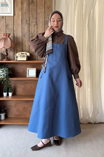 Ceylan Otantik Indigo Linen Skirt Salopet