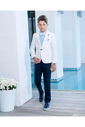 BUTİKHAPPYKİDS Boy's Suit 4Pcs Sport Set Jacket-Pants-Shirt-Bowtie 3-14 Years