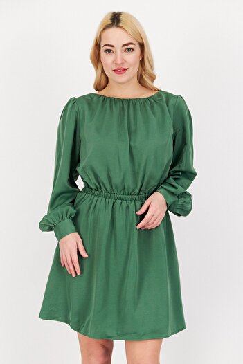 Lost + Wander Women Cut-Out Back Detail Plain Mini Dress, Green