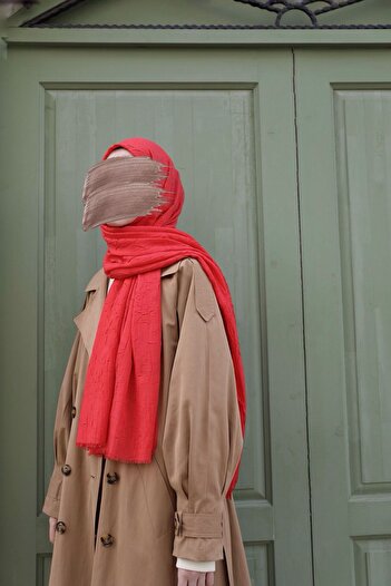 Sekine İpek Bamboo Kraş Shawl Red