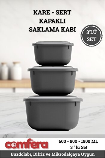 BAGER MARKET Set of 3 Microwave Compatible Storage Containers, Airtight, Leakproof Food Container with Hard Lid