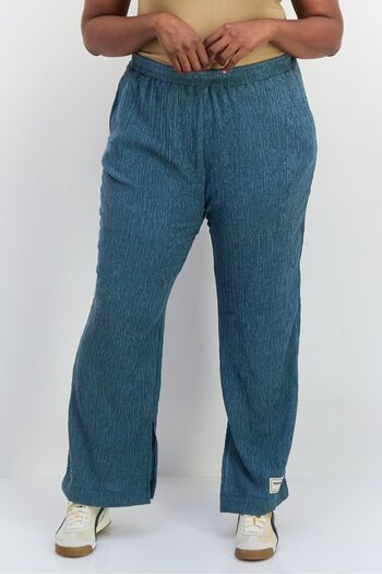 The Giving Movement Women Regular Fit Textured Wide Leg Pants, Stone Blue