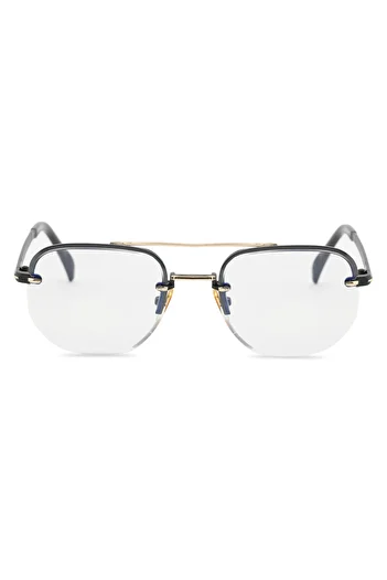 Angel Eyes Unisex Sunglasses Rectangle Design Gold Black Metal Frame Clear Glass Db1078/S David Bckhm