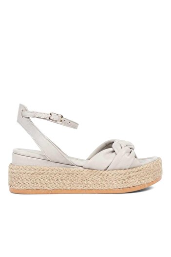 Celal Gültekin Women's Gray Straw Sole Leather Sandals