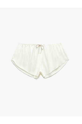 Koton Bow Detailed Mini Bridal Satin Shorts Pajama Bottoms