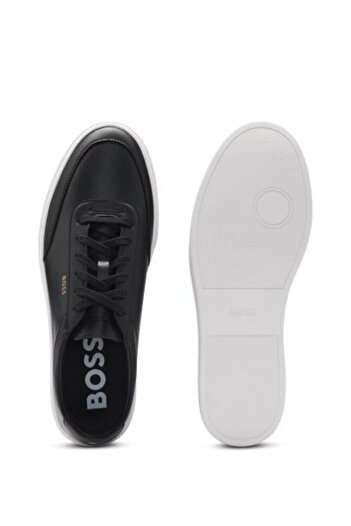 BOSS Erkek Rahat Düz Taban Gold Logo Detaylı Deri Siyah Ayakkabı 50536504-001