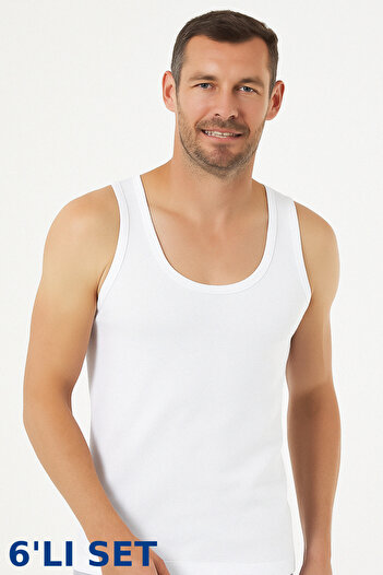 CATEKSSS White Men's Combed Cotton Undershirt 6 Pack Cotton