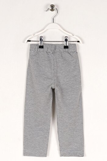 zepkids Plaid Patterned Girl's Gray Color Trousers with Belted Waistband