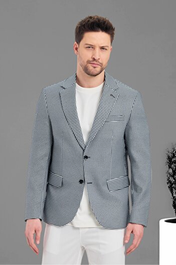 Frappoli Pomfetti Чоловічий темно-синій піджак зі смугастим візерунком, slim fit