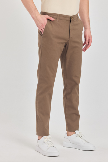 Frappoli Ibiza Men's Mink Cotton Lycra Slim Fit Trousers
