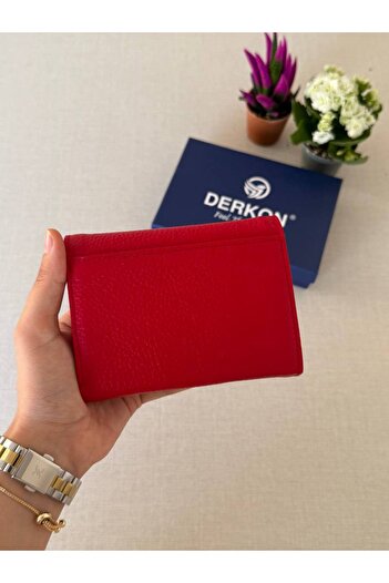 DERKON Mini Bozuk Para Bölmeli Kırmızı Cüzdan