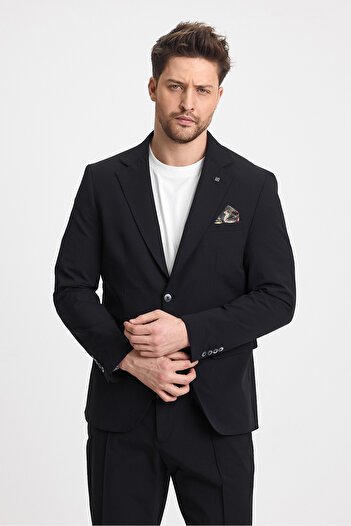Frappoli Men's Black Polyamide - Stretchy and Cool Slim Fit Sports Blazer Jacket