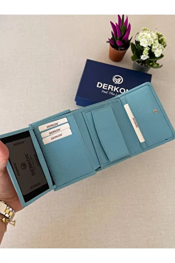 DERKON Genuine Leather Wallet with Mini Coin Compartment