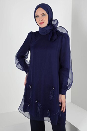 Alvina Tunic with Tie Collar and Accessory Detail - 43577