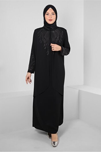 Alvina BEAD PRINTED BICYCLE COLLAR CREPE DRESS 20382