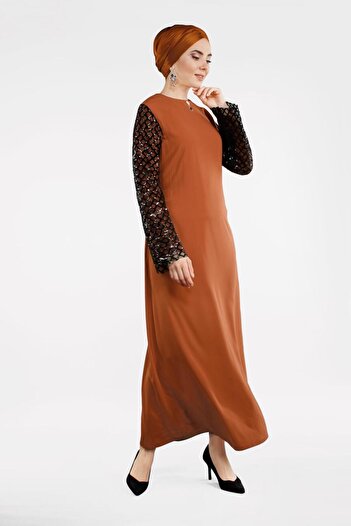 Alvina 4500 Model Diamond Patterned Sleeve Dress