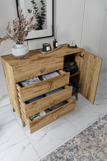 mapahomeliving Simple 4 Çekmeceli 1 Kapaklı Modern Şifonyer Ceviz