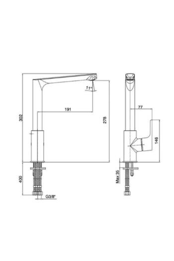 Eca Luna Sink Faucet Gecbt3104