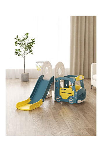 FULLJOY Slide with car and basketball 3*1, yellow-dark blue
