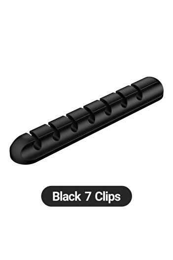 Choice Black 7 Hole Adhesive Cable Holder Clips Cord Management Wire Organizer for Desktop USB Charging Cab