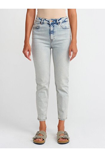 Dilvin Snow Washing Mom Pants 71461 - Μπλε