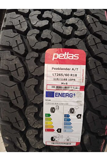 Petlas 265/60 R18 TL 119/116S LRE RWL PEAKLANDER A/T PETLAS BEYAZ YANAK YAZILI 2025 ÜRETİM