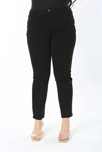 Şans Women Plus Size Black High Waist 5 Pockets Stretchy Skınny Jeans Pants 65N38899
