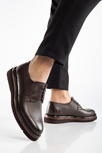 Dilimler Ayakkabı Men's Classic Genuine Leather Shoes, Brown m Model