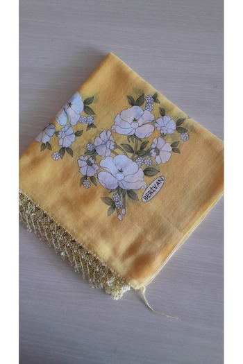 Papatyam Handcrafted Needlepoint Embroidered 2 Edge Embroidered Writing/Needlepoint Writing/Vintage/Dowry Yemeni/85X85/Cotton/