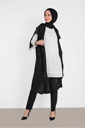 Alvina Embroidered Shoulder Detailed Double Tunic 4475