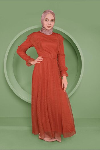 Alvina Belted Tulle Dress 41408