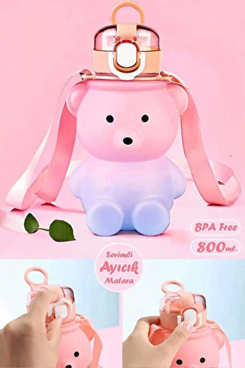 inga desing Smile Teddy Bear Flask Teddy Bear Flask 800 ml Water Bottle