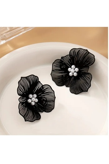 mos&more Black Boho Flower Women Earrings