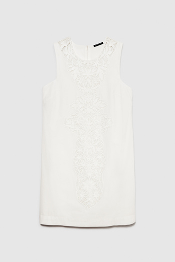 Sisley 100% bumbac, brodat cu medicamente, rochie ușoară evazată, fără mâneci, rochie pentru femei, albă - 324P4EHXLV05V