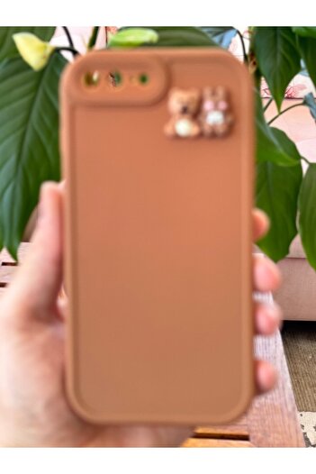 Fibaks iPhone 7 / 8 Plus Compatible Case Soft Silicone Cover with Camera Protection Teddy Bear and Rabbit Figure