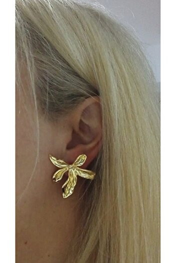 mos&more Gold Flower Design Large Women's Earrings