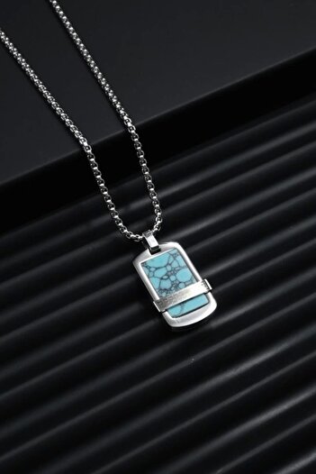 FERRO Silver and Blue Steel Men's Jewelry Frj10051-A15