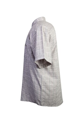 tambattal Large Size Short Sleeve Poplin Linen Shirt Plaid Suitable for 120Kg-165Kg