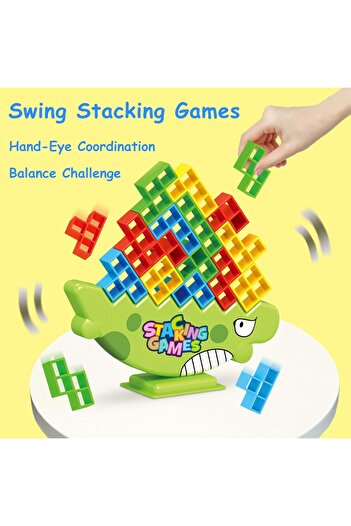 COOYA Dinosaur Stacking Game,64PCS Balance Tower Blocks,Fun Family Party Game for Kids Adults